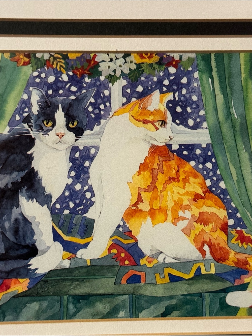 Watercolor Cat Art Print - Orange & Black Cats